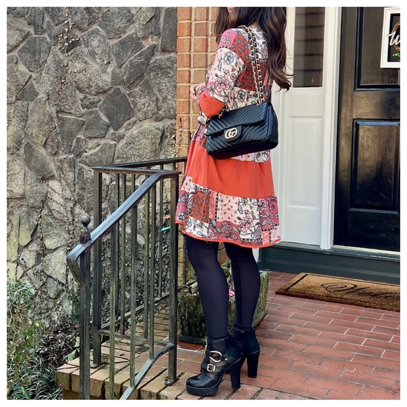 #48 Boho Chic Patchwork Contrast Dress - Picture 8 of 9